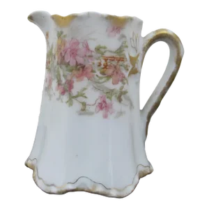 Haviland France Limoges Pink Yellow & Gold Flower Porcelain Creamer Pitcher
