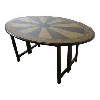 Simulated Marble Oval Table Painted by Graham Carr, 1980s For Sale