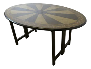 Simulated Marble Oval Table Painted by Graham Carr, 1980s