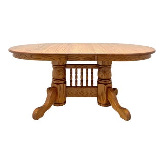 Amish Made Rockford Style Oak Oblong Trestle Dining Table For Sale