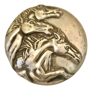 1960s Vintage Silver Color Triple Horse Head Catchall Storage Box