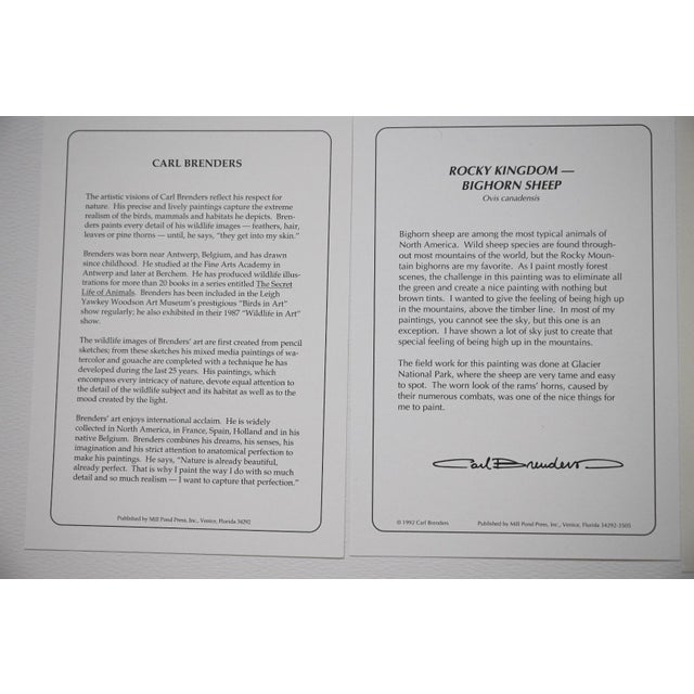 Brown Carl Brenders "Rocky Kingdom - Bighorn Sheep" Signed Limited Edition Lithograph, 1992 For Sale - Image 8 of 10