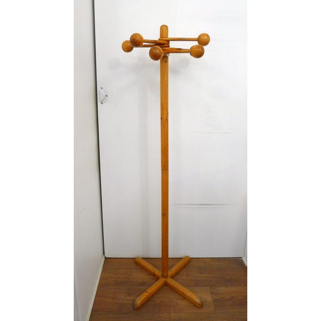 Freestanding Coat Rack with Swivel Ball Hooks in Pine Wood by Rainer Daumiller, 1960s For Sale - Image 13 of 13
