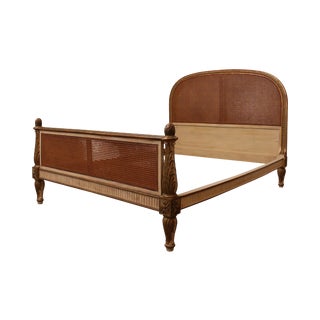 French Louis XVI Style Antique Partial Gilt Cane Bed For Sale