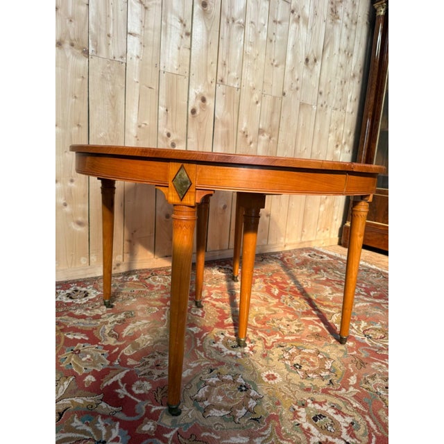 Louis XVI Cherry Wood Dining Table with Extension, 1970s For Sale - Image 3 of 8
