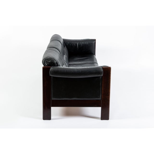 Wood Mid Century Danish Black Leather Sofa in Style of Arne Norell For Sale - Image 7 of 14