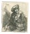 After Rembrandt, Zittende Jongeman Met Een Tas, Etching, 19th-Century For Sale