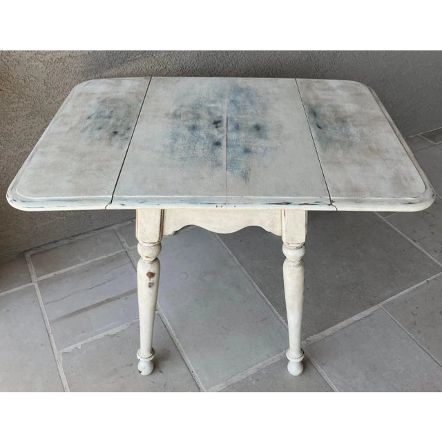 Cream Subtly Elegant Circa 1940 Gustavian-Style Drop-Leaf Side Table For Sale - Image 8 of 18