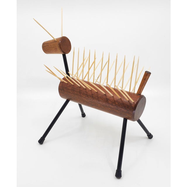 1960s Sculpture Teak Cocktail Pick Holder Dog For Sale - Image 5 of 12