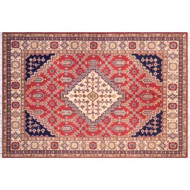 Tribal Kazak Red/Beige Wool Rug - 5'8''x7'10'' For Sale - Image 9 of 10