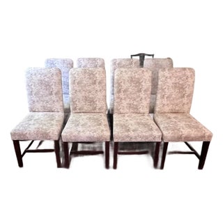 Set of 8 Marbled Custom Dining Chairs For Sale