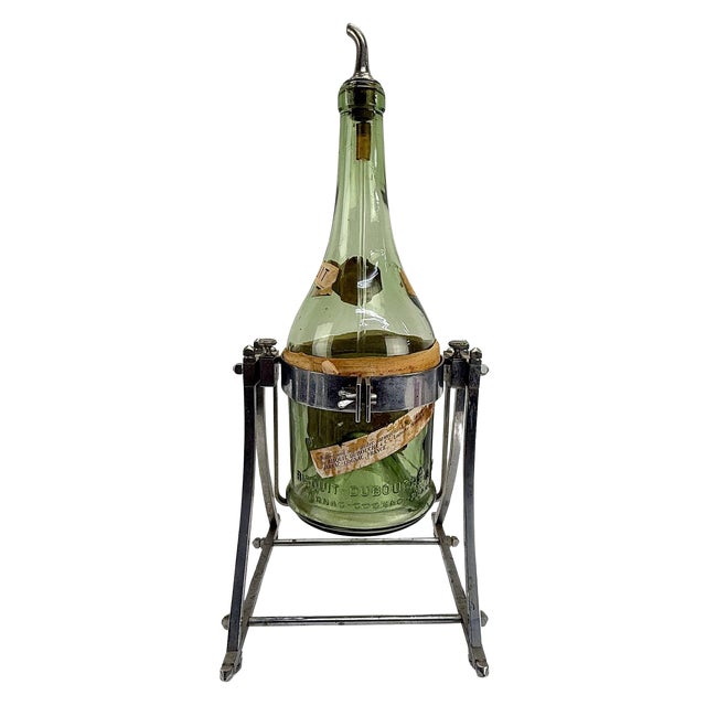 Metal Mid 20th Century French Art Deco–Style Bisquit Dubouché Cognac Service With Chrome Tilting Cradle & Gallon Display Bottle For Sale - Image 7 of 18
