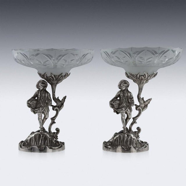 19th Century Victorian English Solid Silver Figural Comports from Charles Thomas Fox & George Fox, 1850s, Set of 2 For Sale - Image 14 of 15