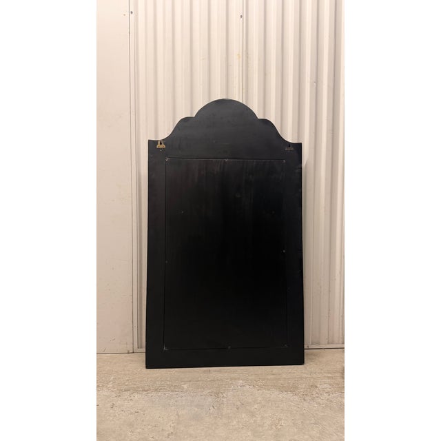 Vintage Chinoiserie Style Black Lacquer Hand-Painted Floral Mirror For Sale - Image 12 of 12