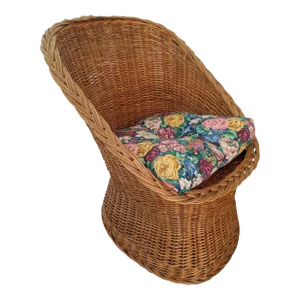 Vintage Coastal Organic Modern Braided Rattan Egg Chair
