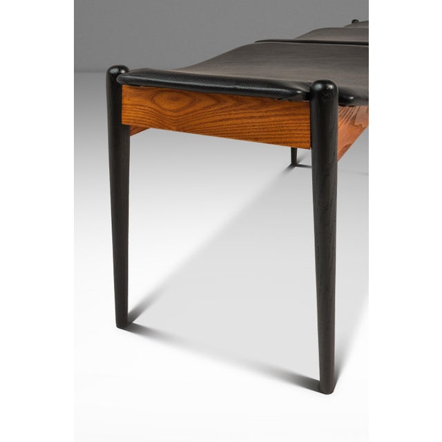 Mid-Century Modern Three Seat Gallery Bench in Oak & Leather Attributed to Arthur Umanoff for Washington Woodcraft, Usa, C. 1960s For Sale - Image 15 of 17