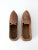 This is a pair of antique primitive wooden clogs. The hand-carved wood sabots have holes at the top of the foot for...