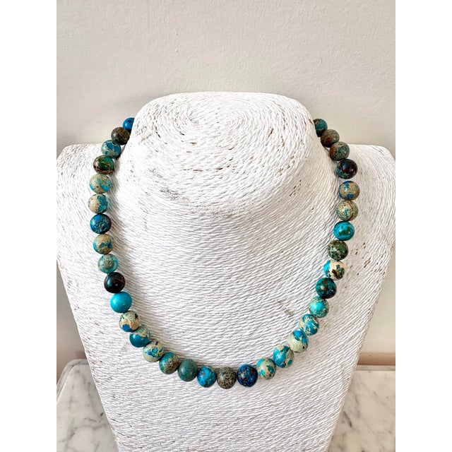 Contemporary Ocean Jasper Beaded Necklace With Silver Plated Clasp by Matthew Izzo For Sale - Image 3 of 5