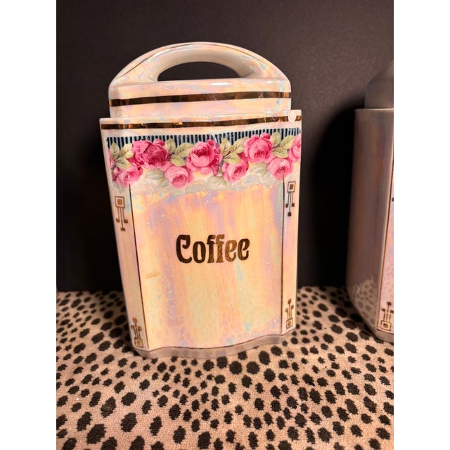 Vintage German Iridescent Lusterware Kitchen Canister Set For Sale In Philadelphia - Image 6 of 18