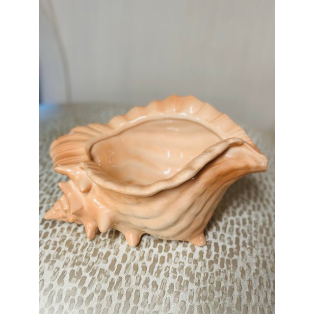 Coastal Vintage Ceramic Shell Planter For Sale - Image 3 of 5