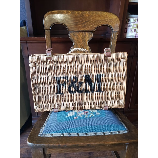 Fortnum & Mason 20" British Wicker Picnic Hamper Basket For Sale - Image 18 of 18