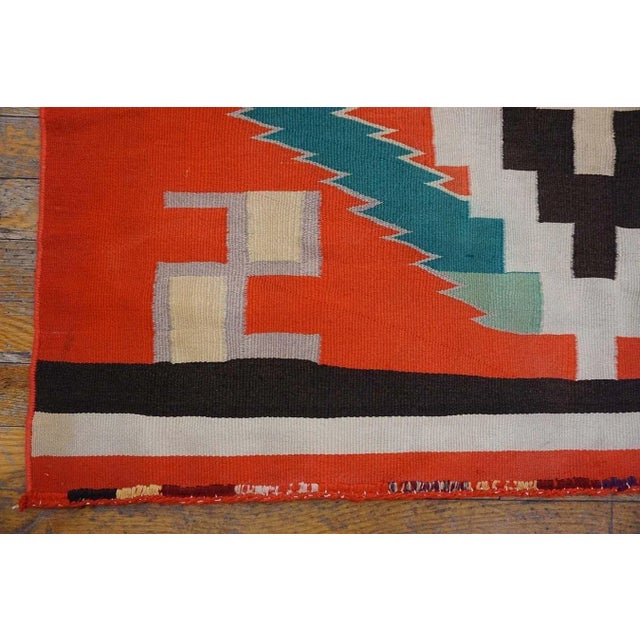 Textile 1930s Red Small Antique Tribal Geometric Native American Navajo Flat Weave Rug For Sale - Image 7 of 12