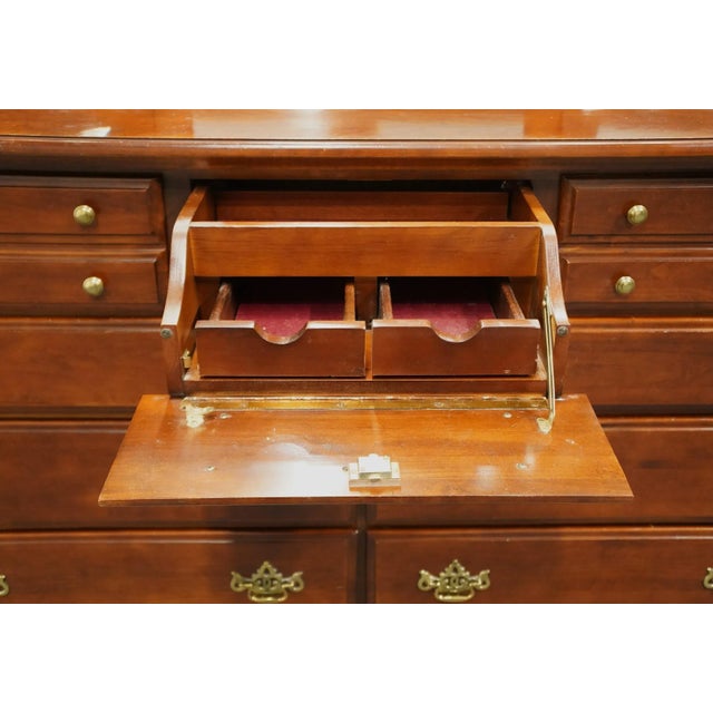 Late 20th Century Michael Howard Berkley Collection Solid Cherry 65" Triple Dresser W. Storage Jewelry Mirror For Sale - Image 5 of 13