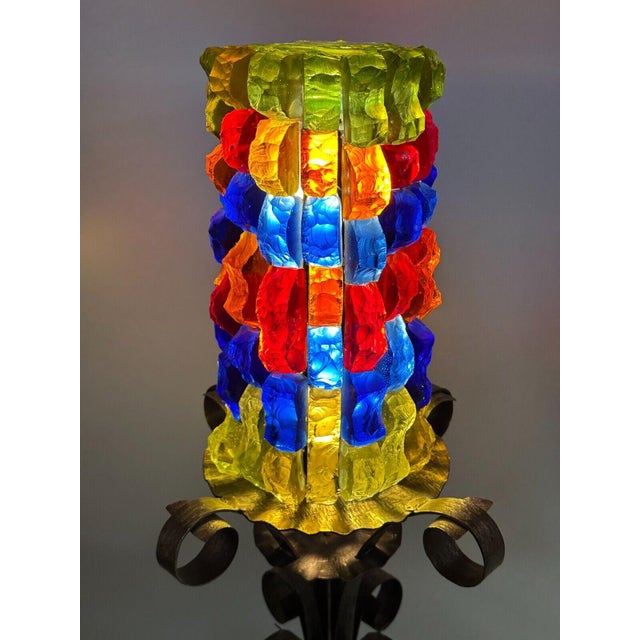 Brutalist Floor Lamp in Iron & Glass, 1970s For Sale - Image 12 of 18