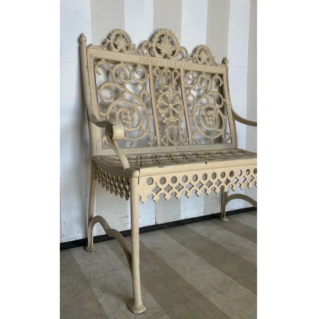 The Joseph H. Mann garden bench- Late 19th Century Philadelphia Cast Iron Bench signed William Adams with Mr. Mann's name...