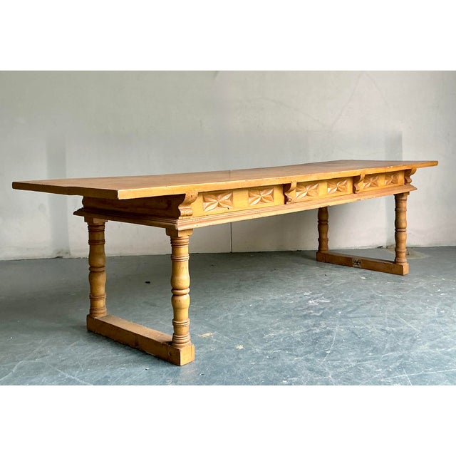 Vintage Boho Monumental Library Table For Sale In West Palm - Image 6 of 10