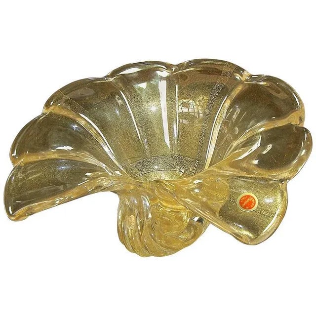 1970's Large Barovier Murano Gold Shell Centerpiece Bowl For Sale - Image 10 of 11