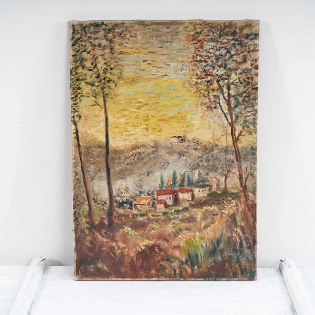 Wood A. Sgherri, Landscape with Rural Houses, 1970s, Wood For Sale - Image 7 of 7
