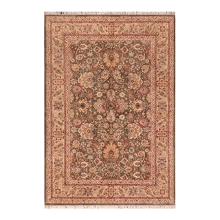 Floral 1990's Pak-Persian Green/Taupe Wool Rug - 6'2'' X 9'2'' For Sale