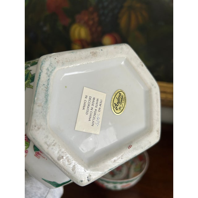 Late 20th Century Pair Vintage Chinoiserie Vases For Sale - Image 5 of 5