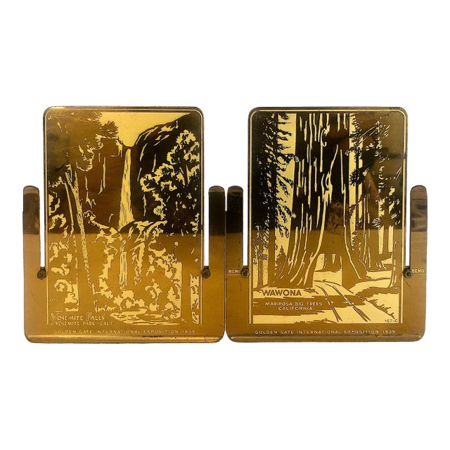 1939 Golden Gate International Exposition Pair of Souvenir Bronze Bookends For Sale
