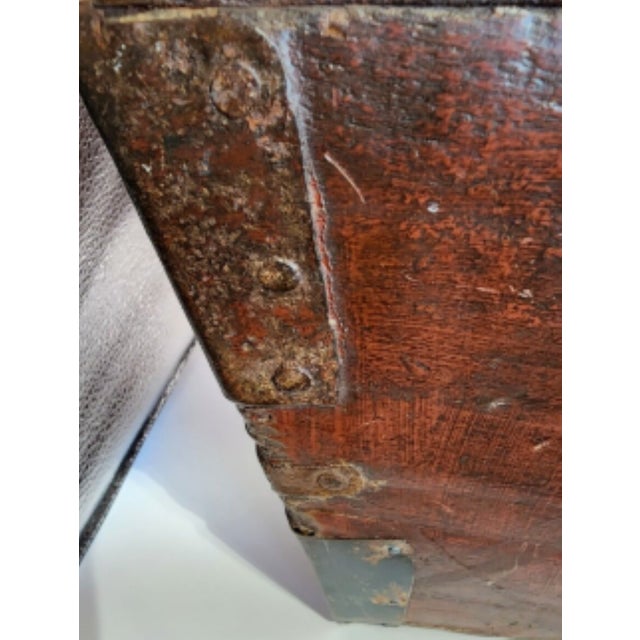 Antique 19th Century Chinese Fir Wood Rice Basket/Bucket, Iron Brackets For Sale - Image 6 of 12