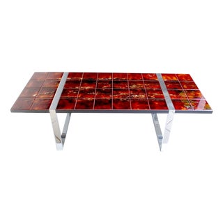 Vintage Ceramic and Chrome Console Table from Belarti For Sale