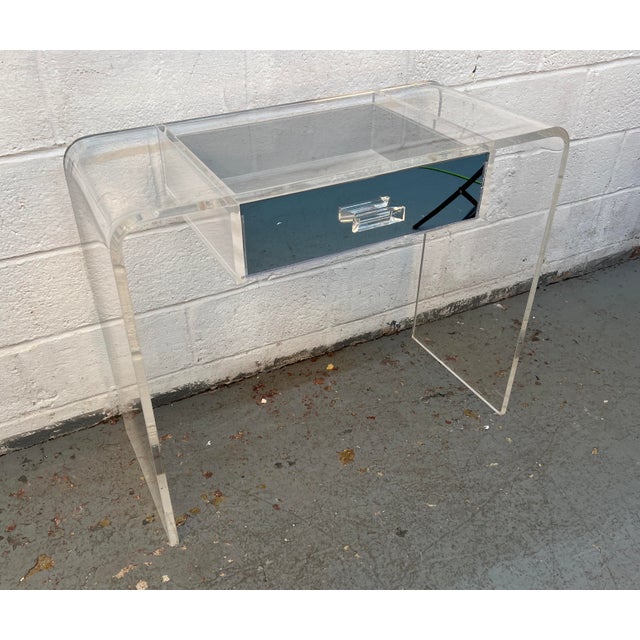 Plastic Vintage Lucite Waterfall Vanity Desk For Sale - Image 7 of 11