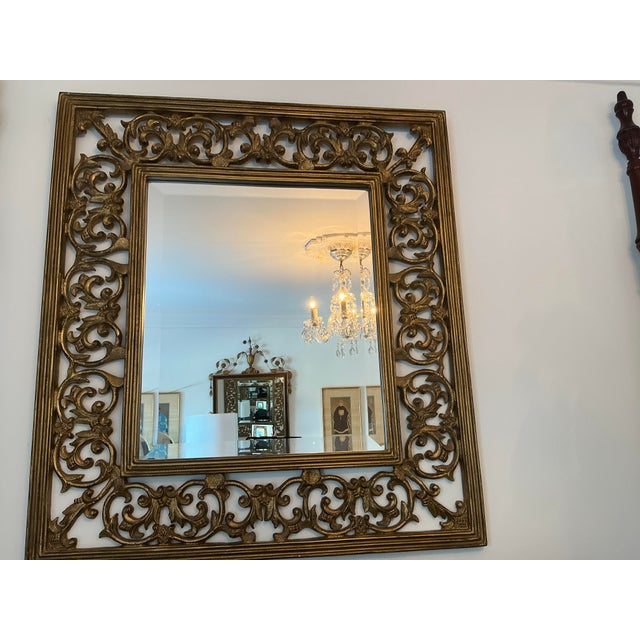 Traditional Large Mid 20th Century Hand Carved Wood Mirror For Sale - Image 3 of 4