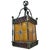 Black Wrought Iron and Stained Glass Ceiling Lantern Lamp, 1950s For Sale - Image 8 of 18