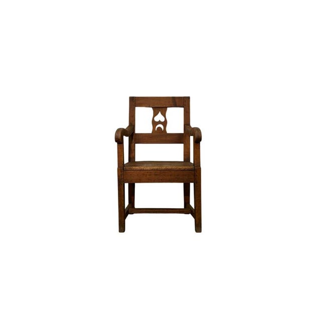2000 - 2009 Antique Walnut Armchair with Decorated Back, 19th Century For Sale - Image 5 of 5