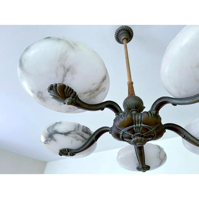 Large Art Deco Alabaster Pendant Light, 1930s For Sale - Image 15 of 18