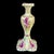 This antique hand-painted porcelain candlestick features an elegant floral design with pink and magenta roses accented by...