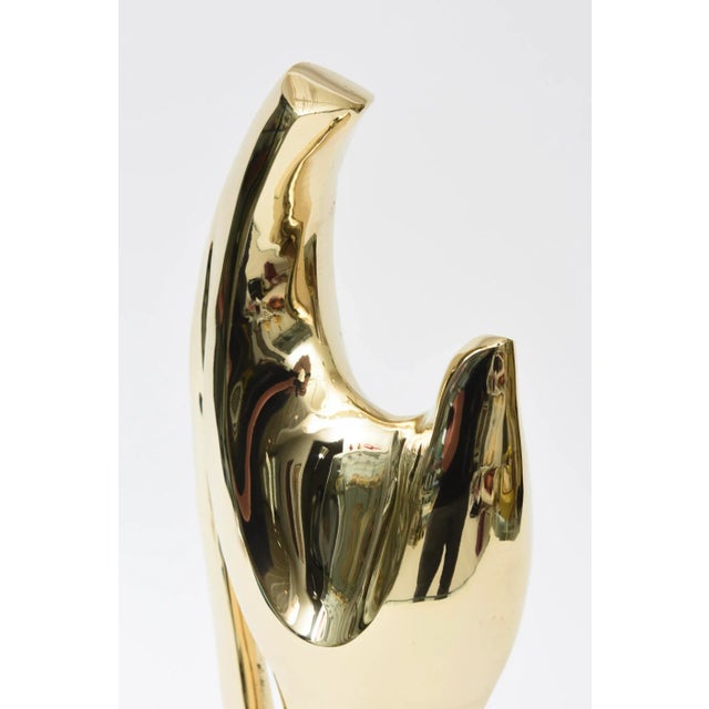 1970's Alain Chervet Modernist Brass Abstract Sculpture on Black Wood Base French For Sale - Image 9 of 11
