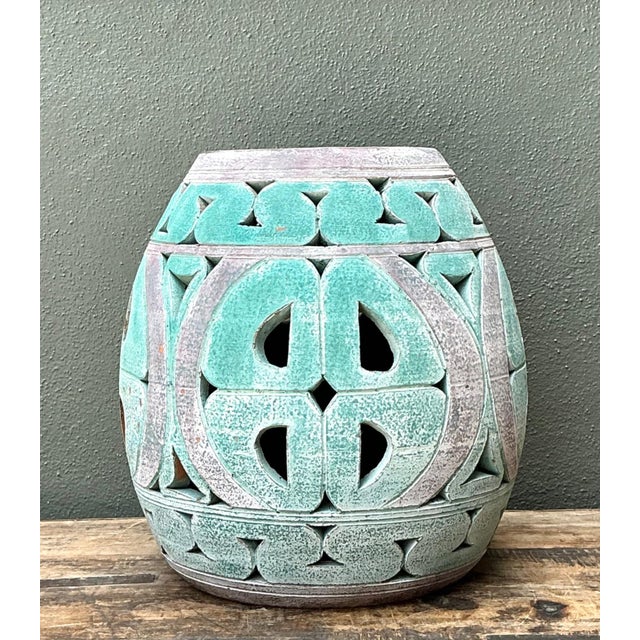 Vintage Patinated Ceramic Low Stool For Sale - Image 11 of 13