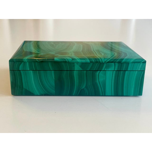 Handcrafted Malachite Box with Brass Hinge, 1950 For Sale - Image 4 of 10