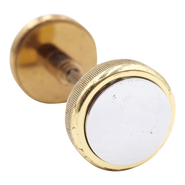 Pair of Modern Polished Brass & Nickel Entry Door Knobs For Sale