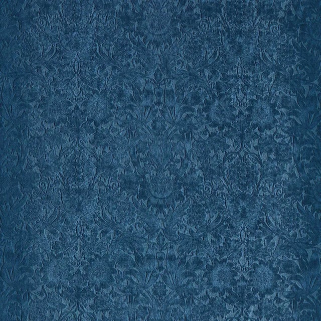 Morris & Co Sunflower Caffoy Velvet Fabric in Inky Fingers For Sale