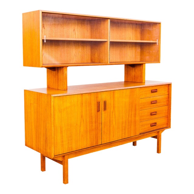 Vintage Danish Modern Teak Sideboard With Hutch For Sale