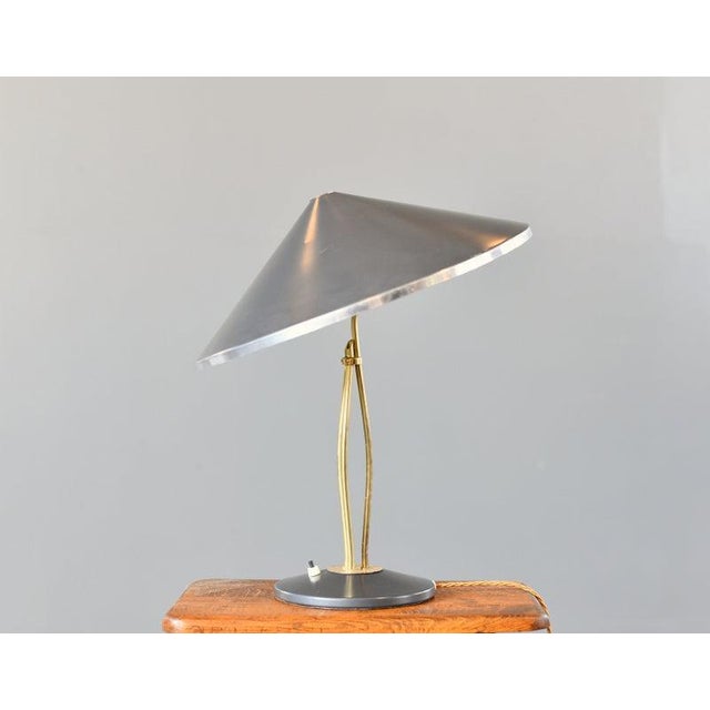 Mid Century Brass Table Lamp By Hala Circa 1950s Brass stem - Adjustable Aluminium shade - Takes E27 fitting bulbs -...